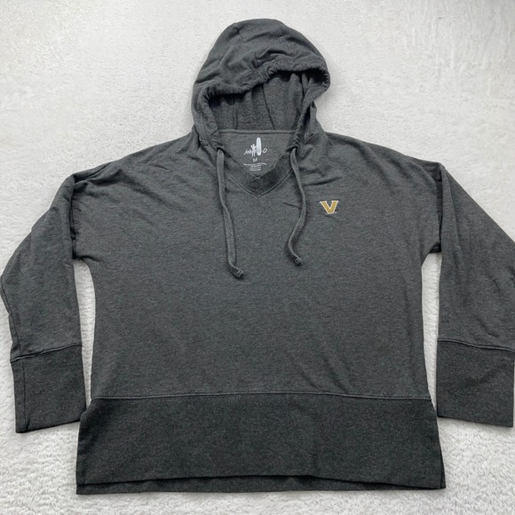 Johnnie-O Hoodie Sweatshirt Womens Medium Gray Long Sleeve Vanderbilt V Neck - Picture 1 of 6